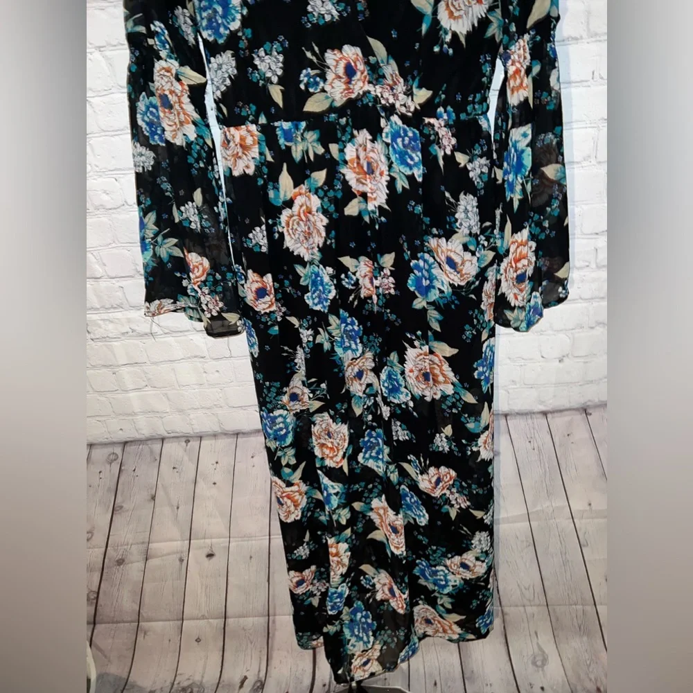As U Wish Multicolor long long sleeve flower dress size L - Picture 7 of 11